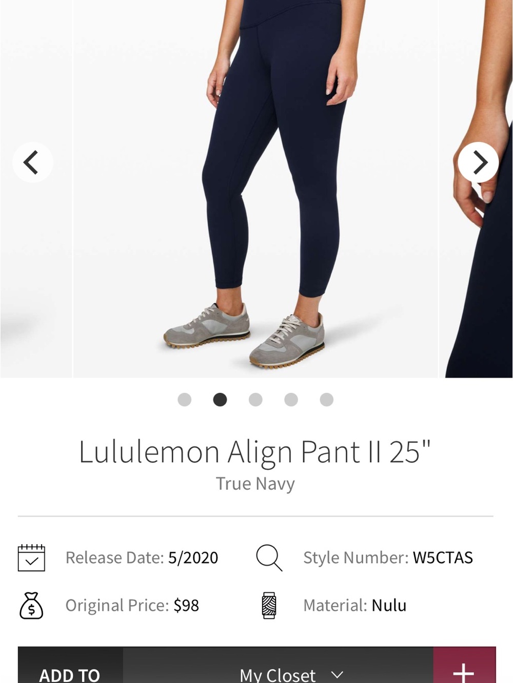 lululemon athletica Align Pant II 25" - True Navy